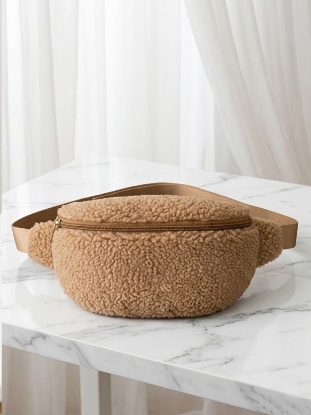 Brand New Ladies Brown Fuzzy Fanny Pack Bag